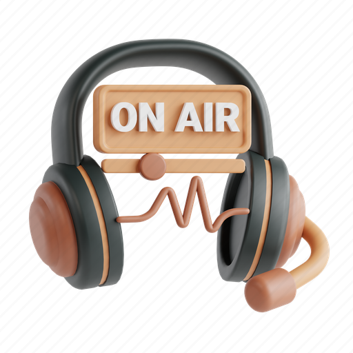 On, air, on air, broadcast, headphone, podcast, streaming 3D illustration - Download on Iconfinder