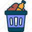 trash, bucket, basket, waste, garbage 