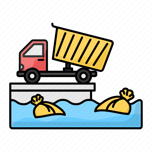 Water waste, contaminated water, construction waste, dump truck, tip truck, water pollution, wastages icon - Download on Iconfinder