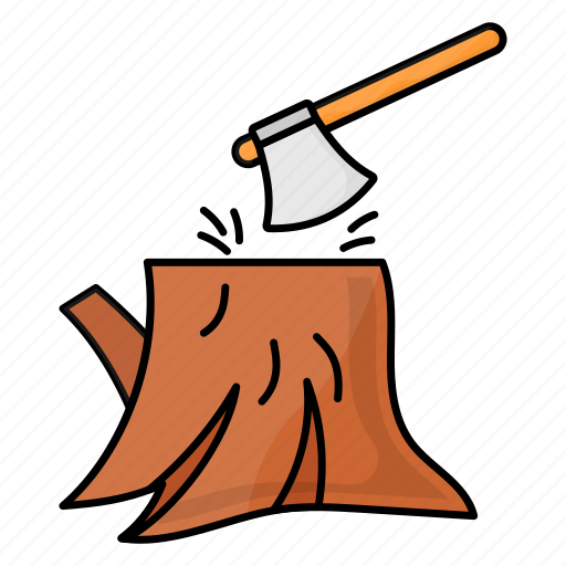 Cutting tree, deforestation, lumberjack, wood cutting, split tree, woodwork icon - Download on Iconfinder