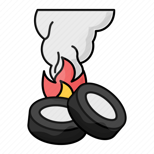 Tyre pollution, tyre burning, fire pollution, burning products, tyre fire icon - Download on Iconfinder