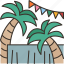 palm, tree, beach, party, summer 