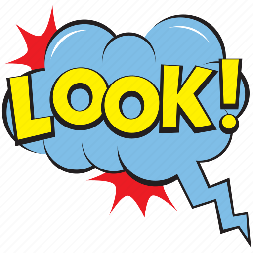 Look, look bubble, look comic, look message bubble, look pop art sticker - Download on Iconfinder