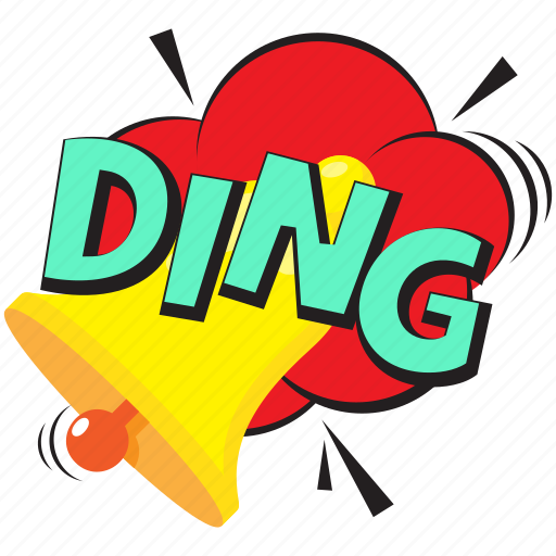 Ding, ding bubble, ding comic bubble, ding pop bubble, ringing comic bubble sticker - Download on Iconfinder