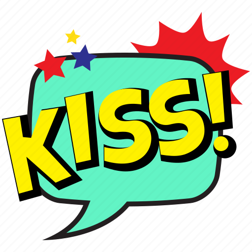Kiss, kiss bubble, kiss comic balloon, kiss comic bubble, kiss pop art bubble sticker - Download on Iconfinder