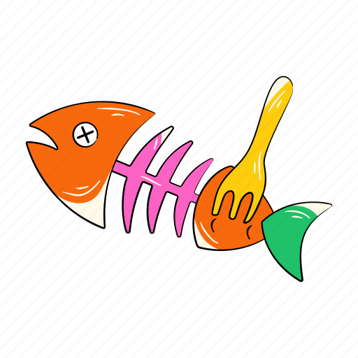 Fish skeleton, fish bone, seafood, cooked fish, fish icon - Download on Iconfinder