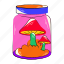 preserved mushroom, mushroom jar, mushroom bottle, mushrooms, toadstools 
