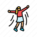 girl, jumping, positive, mood, happy, smile
