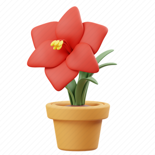 Amarilis, potted flower, flower, garden, nature, floral, botanical 3D illustration - Download on Iconfinder