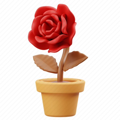 Rose, potted flower, flower, garden, nature, floral, botanical 3D illustration - Download on Iconfinder