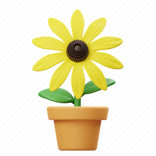 Rudbeckia, potted flower, flower, garden, nature, floral, botanical 3D illustration - Download on Iconfinder