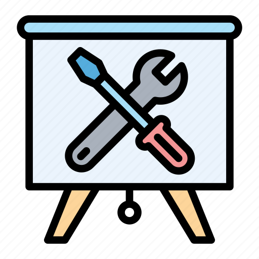 Presentation, flat, line, board, tools, repair icon - Download on Iconfinder