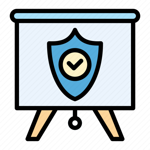 Presentation, flat, line, board, defence, safety, protection icon - Download on Iconfinder