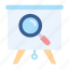 presentation, flat, board, conference, search, magnifier 
