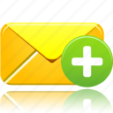 add, email, plus, envelope, mail, letter, new