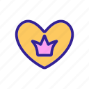 contour, crown, heart, love, princess, silhouette