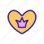 contour, crown, heart, love, princess, silhouette 