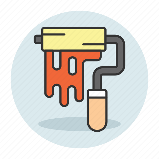 Roller brush, paint, tool, brush, equipment, printing icon - Download on Iconfinder