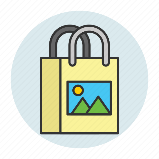 Shopping bag, printing, image, paper bag, photo, designs icon - Download on Iconfinder