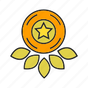 badge, insignia, medal, rank, seal, star, status 