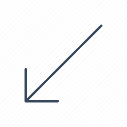 Arrow, bottom, direction, left, slip, southwest icon - Download on Iconfinder