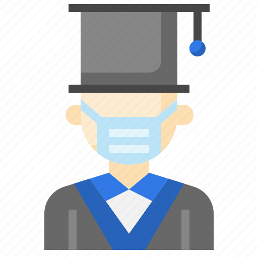 Graduate, student, young, man, graduation, medical, mask icon - Download on Iconfinder