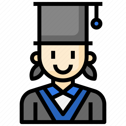 Graduate, student, young, woman, graduation icon - Download on Iconfinder