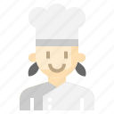 chef, cooker, woman, long, hair, female
