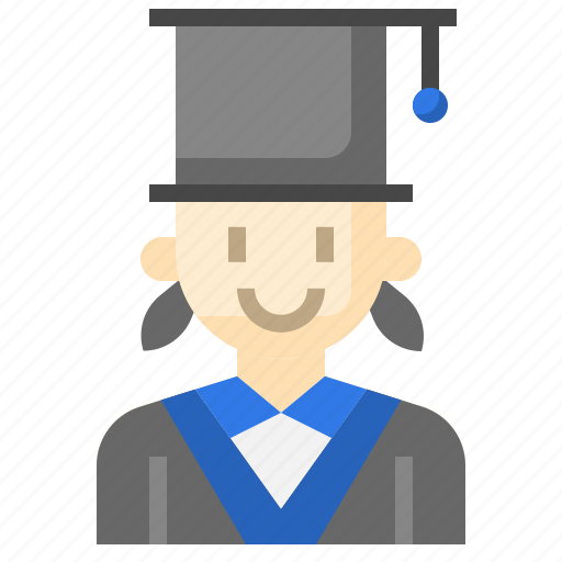Graduate, student, young, woman, graduation icon - Download on Iconfinder