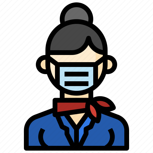 Air, hostess, professions, stewardess, assistant, medical, mask icon - Download on Iconfinder