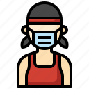 athlete, fitness, afro, user, woman, medical, mask