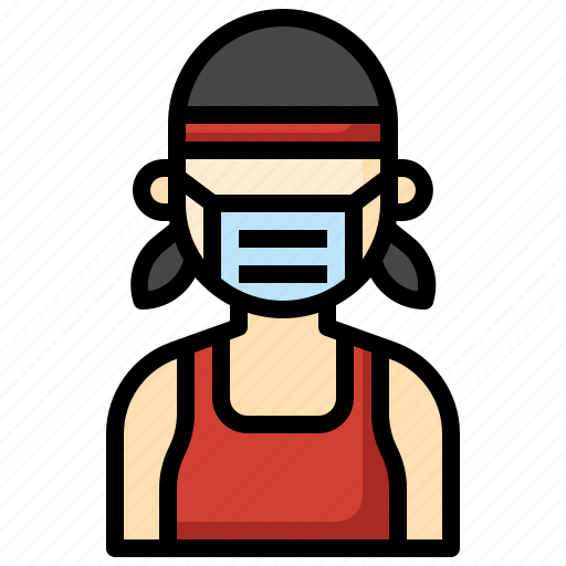 Athlete, fitness, afro, user, woman, medical, mask icon - Download on Iconfinder