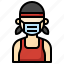 athlete, fitness, afro, user, woman, medical, mask 
