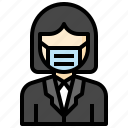 businesswoman, woman, user, people, profile, medical, mask