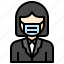 businesswoman, woman, user, people, profile, medical, mask 