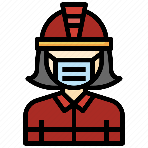 Firefighter, professions, people, woman, user, medical, mask icon - Download on Iconfinder