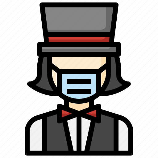 Magician, jobs, profession, show, female, medical, mask icon - Download on Iconfinder