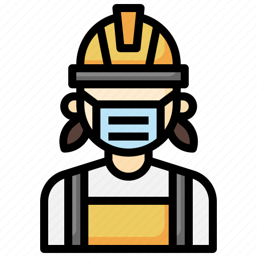 Miner, woman, overalls, professions, jobs, medical, mask icon - Download on Iconfinder