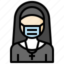 nun, religion, christian, catholic, faith, medical, mask