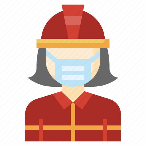 Firefighter, professions, people, woman, user, medical, mask icon - Download on Iconfinder