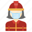 firefighter, professions, people, woman, user, medical, mask 