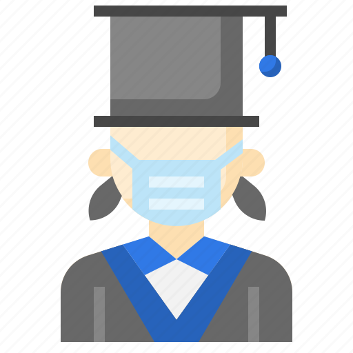 Graduate, student, young, woman, graduation, medical, mask icon - Download on Iconfinder