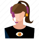 avatar, customer, headphone, user, woman
