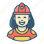 female firefighter, firewoman, lady firwarden, professional woman, smoke jumper 