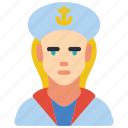 avatar, female, navy, people, professional, professions, sailor