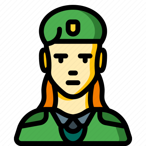 Avatar, female, people, professional, professions, soldier, user icon - Download on Iconfinder