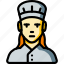 avatar, chef, female, people, professional, professions, user 
