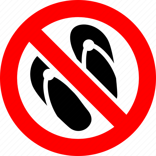 Ban, flip flops, forbidden, no, prohibition, sign, banned icon - Download on Iconfinder