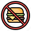 burger, signaling, fast, prohibition, sign, food, no burger, no fast food 