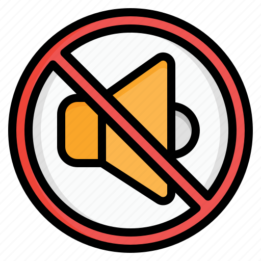 Sign, prohibition, speaker, restriction, no sound, no audio, audio icon - Download on Iconfinder